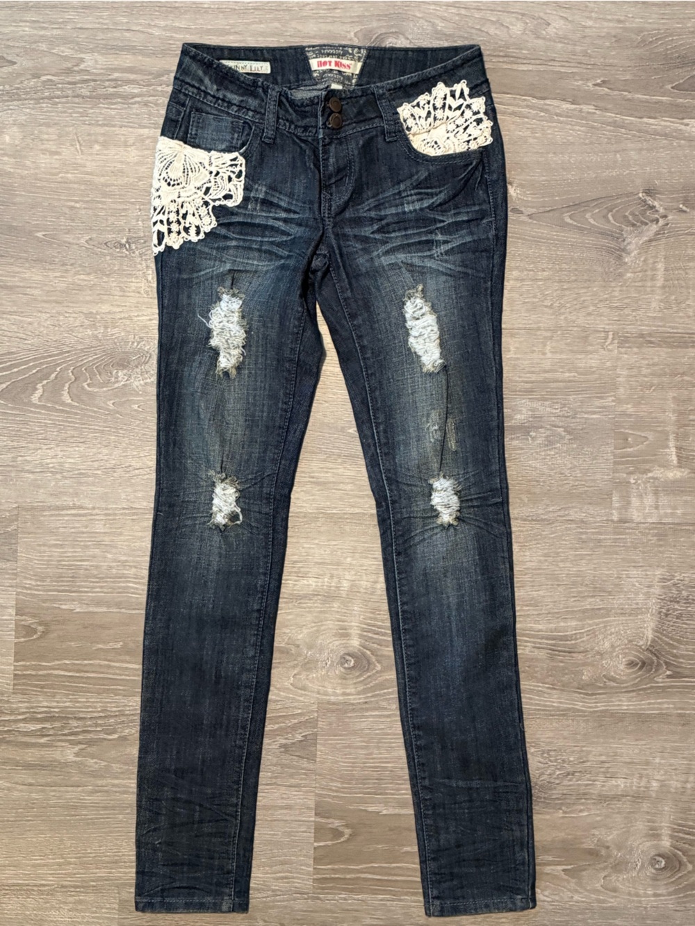 Hot Kiss Skinny Lace Jeans Denim Pants